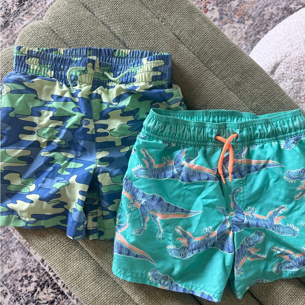 6T boys Dinosaur and Camo swim Shorts Set